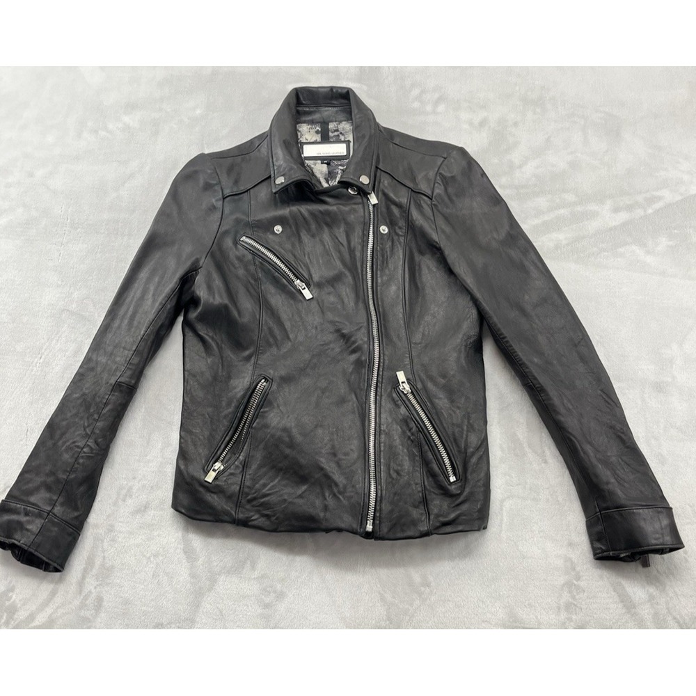Wilsons Leather Jacket Women Medium Black Asymmetrical Zip Moto Easy Rider EX